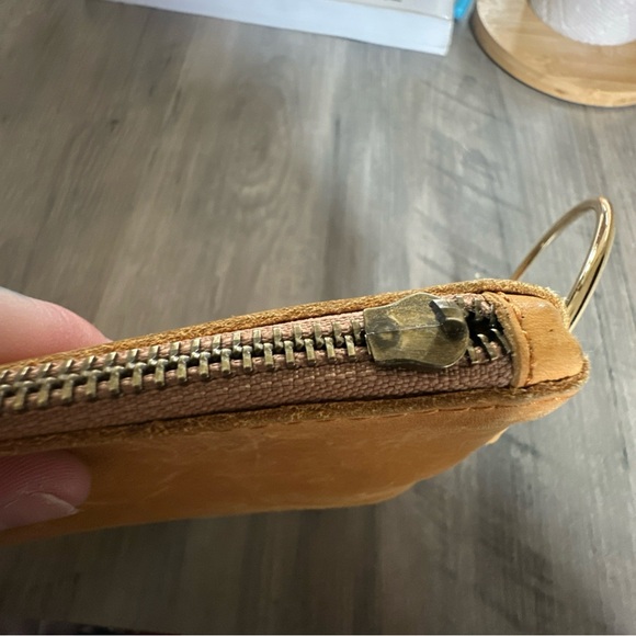 Tan Wristlet Clutch with Ring Handle - Picture 5 of 9